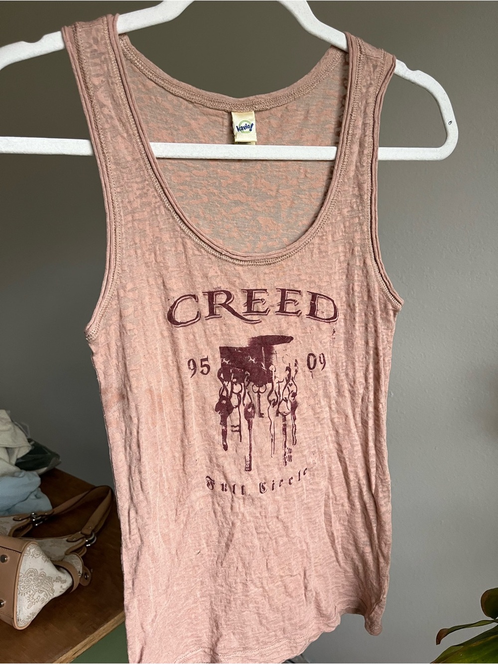 Rare Y2K grunge Kavio! Vintage Creed Graphic Tank Top sheer